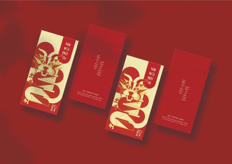 Premium red packet printing with gold foil design